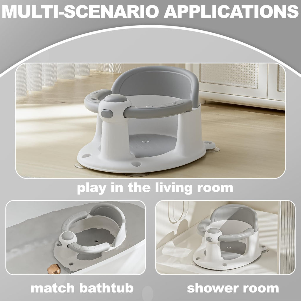 Baby Bath Seat for Babies 6 Months & up, Non-Slip Toddler Bath Seat for Baby & Newborn, Sit Up Bath Seat for Baby,Grey