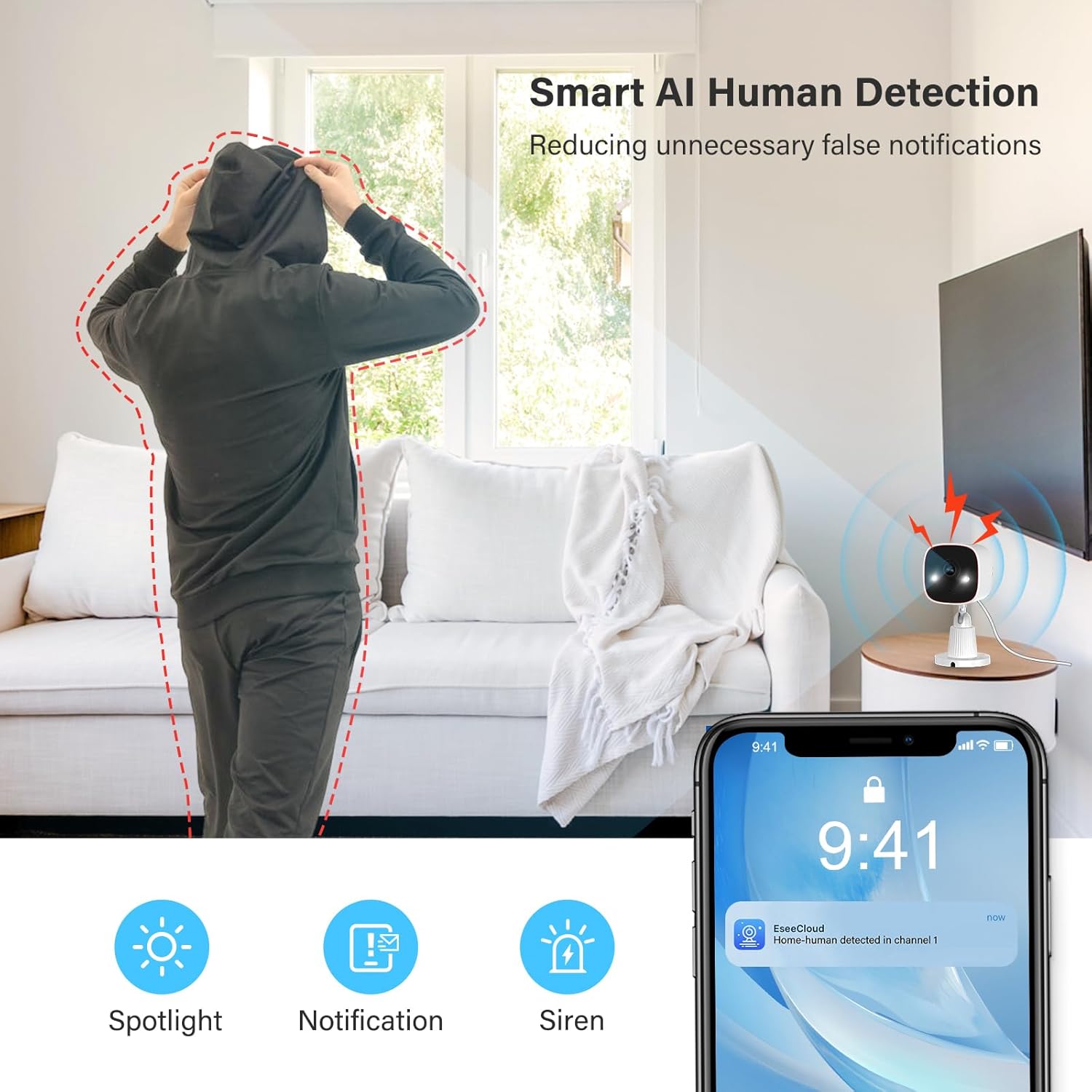 Jennov Outdoor/Indoor Security Cameras 5Ghz/2.4Ghz, 2K HD WiFi/Color Night Vision/Motion Detection /2-Way Audio/IP66 Waterproof Pet Dog Cat Baby Monitor Camera for Home Security