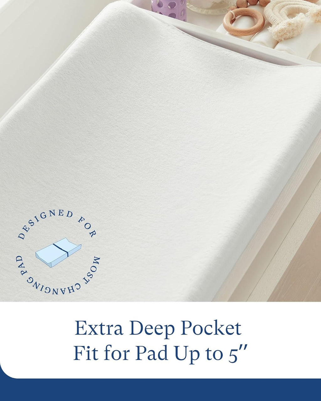 Supersoft Diaper Changing Pad Covers, 2-Pack Premium Bamboo Viscose Change Table Pad Covers for Baby Girls and Boys, Hypoallergenic Stretchy Changing Table Cover Sheets