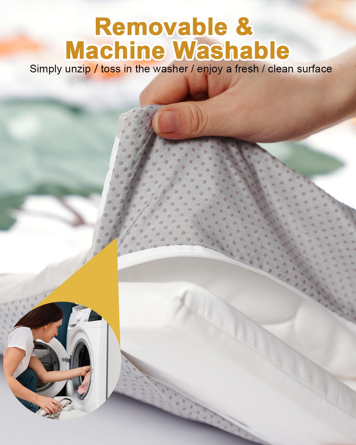 Premium Foam Baby Play Mat 50" x 50" – Removable & Machine Washable Cover, Extra Thick Padding Playpen Mat, Non-Slip Crawling Mat, Easy to Clean for Infants, Toddlers & Babies