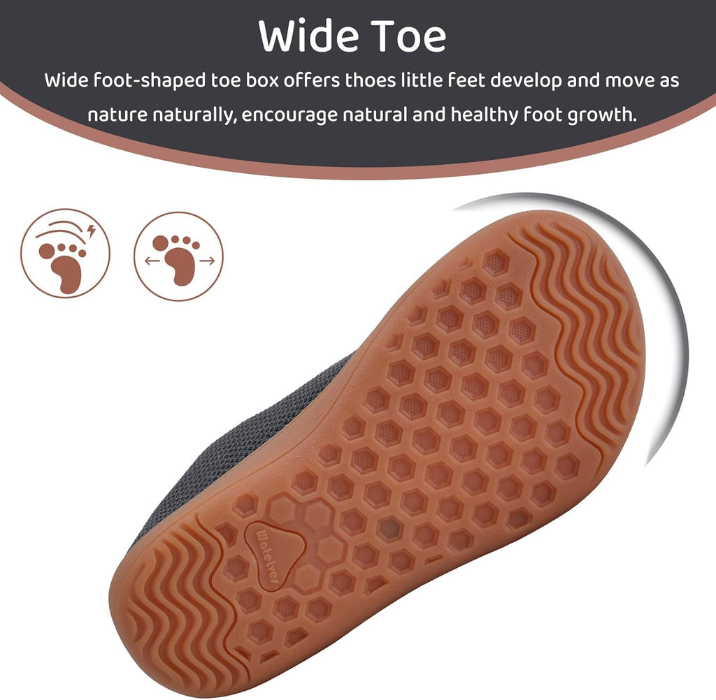 WateLves Toddler Little Kids Wide Barefoot Shoes The First Walking Shoes Girls Boys Breathable Zero Drop Minimalist Sneakers with Wide Toe Box Natural to Grow