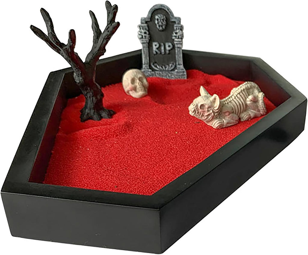 Halloween Office Decorations Coffin Zen Garden Kit for Desk Gothic Decor