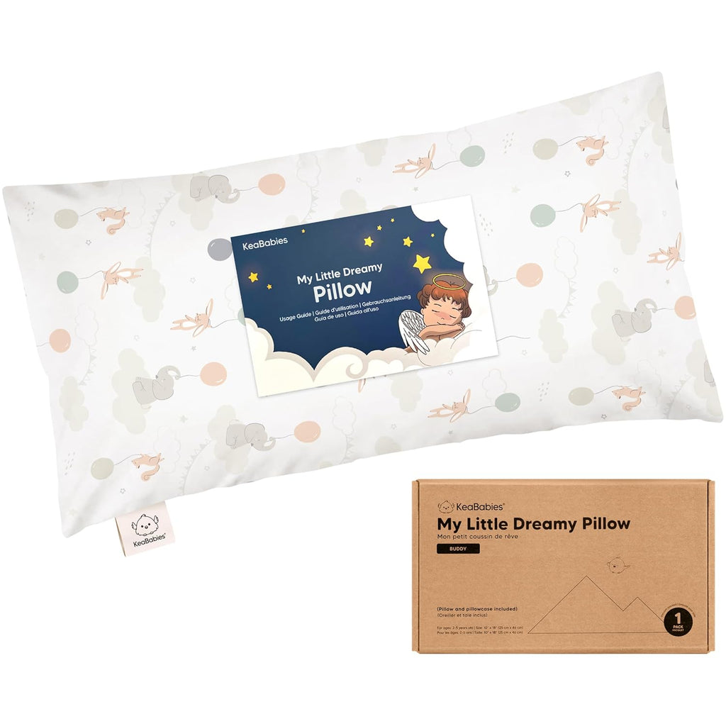 Toddler Pillow with Pillowcase - 10x18 My Little Dreamy Kids Travel Bed Pillows for Sleeping, Organic Cotton Small Pillowcase, Soft & Breathable, Machine Washable, Toddlers 2-5 Years Old (Escapade)