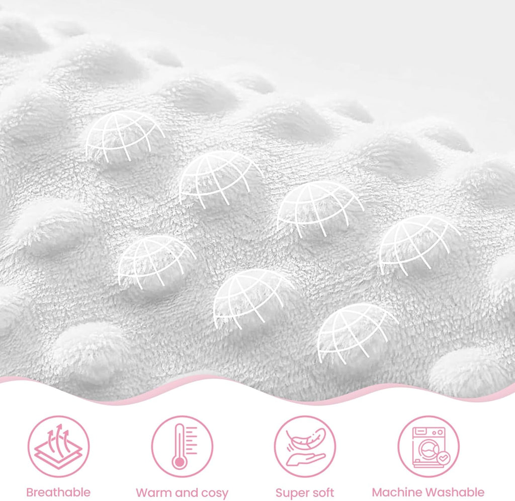 Strawberry Minky Baby Blanket 30 x 40 Inches for Girls, Soft Plush Receiving Blanket with Dotted Back, Gift for Toddler Newborn Infant Christmas Birthday Baby Shower