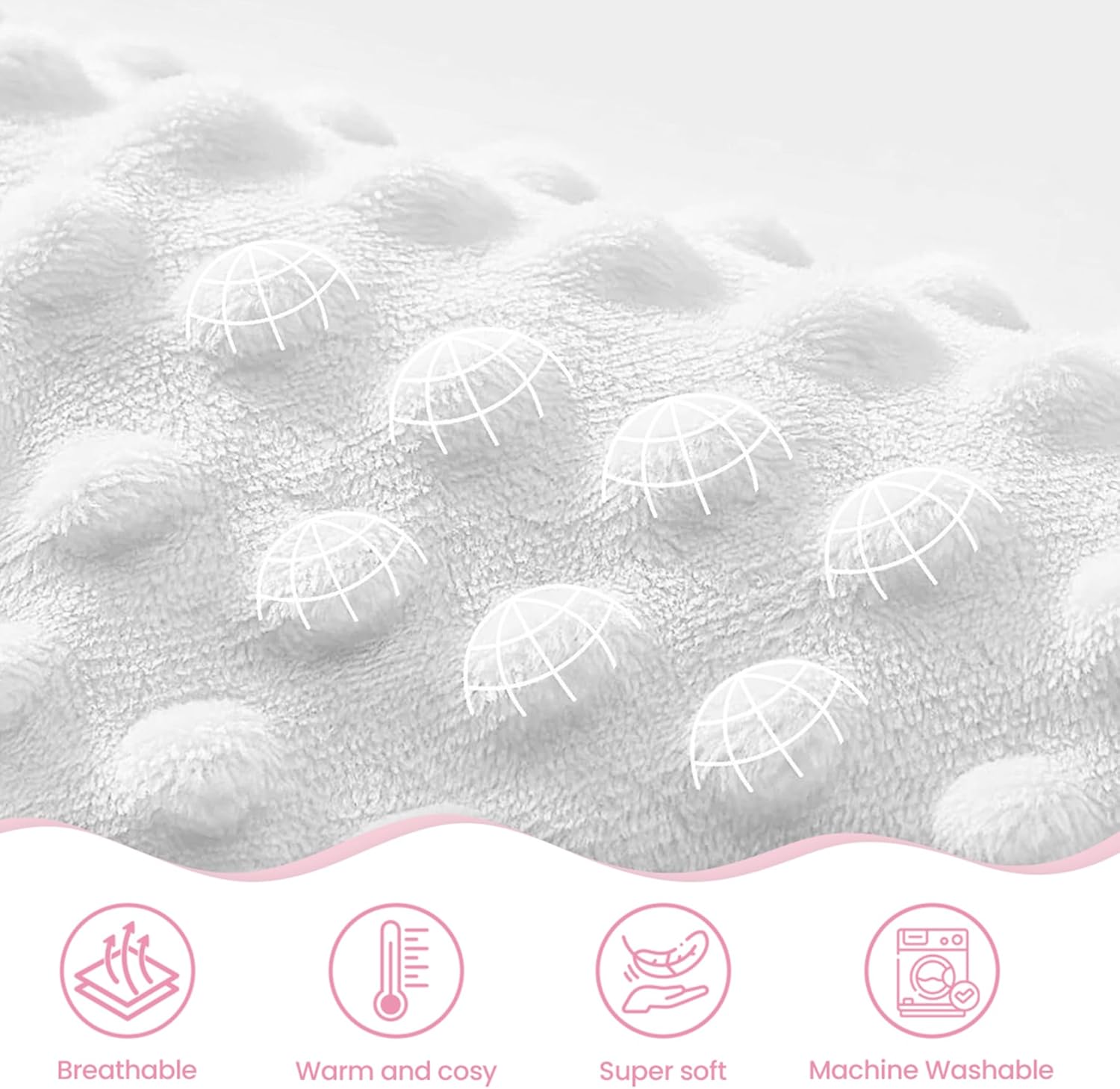 Strawberry Minky Baby Blanket 30 x 40 Inches for Girls, Soft Plush Receiving Blanket with Dotted Back, Gift for Toddler Newborn Infant Christmas Birthday Baby Shower