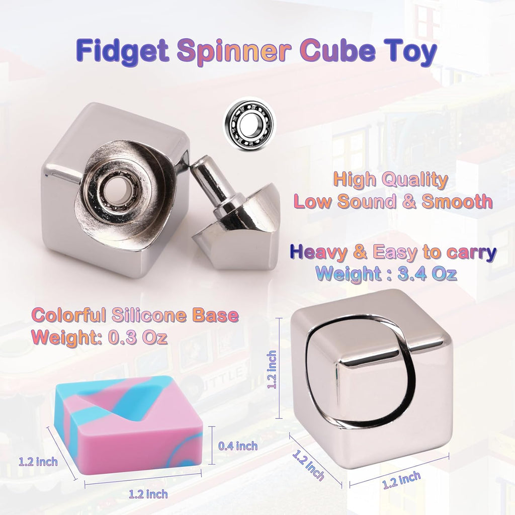 Fidget Toys Kinetic Desk Spinner Cube Toy for Adult Silver