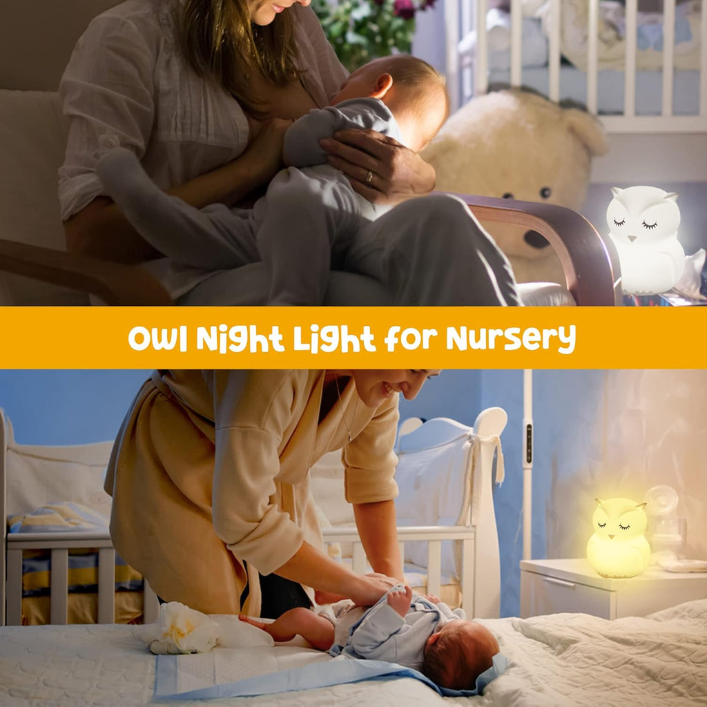 Owl Night Light for Toddler Baby Nursery Night Lamp Children Room Decor Silicone Kids Night Lights with Remote Control