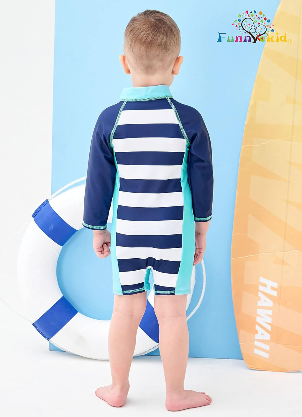 Funnycokid Baby Swimsuit Boy Toddler Bathing Suit Rash Guard UPF 50+ Swimwear 6 Months-4T