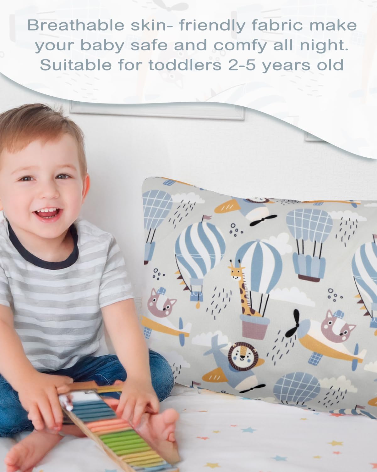 ALVABABY Toddler Pillowcases Stretchy Soft Kids Pillow Cover 2 Pack Fit 13"x 18" or 12"x16" Envelope for Girl Boy Sleepy Travel 2TPE23A