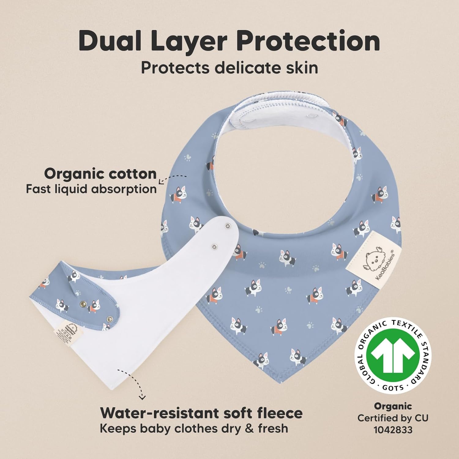 8-Pack Organic Baby Bandana Bibs for Boys, Girls - Super Absorbent Triangle Baby Bibs for Drooling and Teething Infant, Dog Bandanas, 100% Cotton Extra Soft, Newborn, Infant 0-36 Months (Pets & Paws)