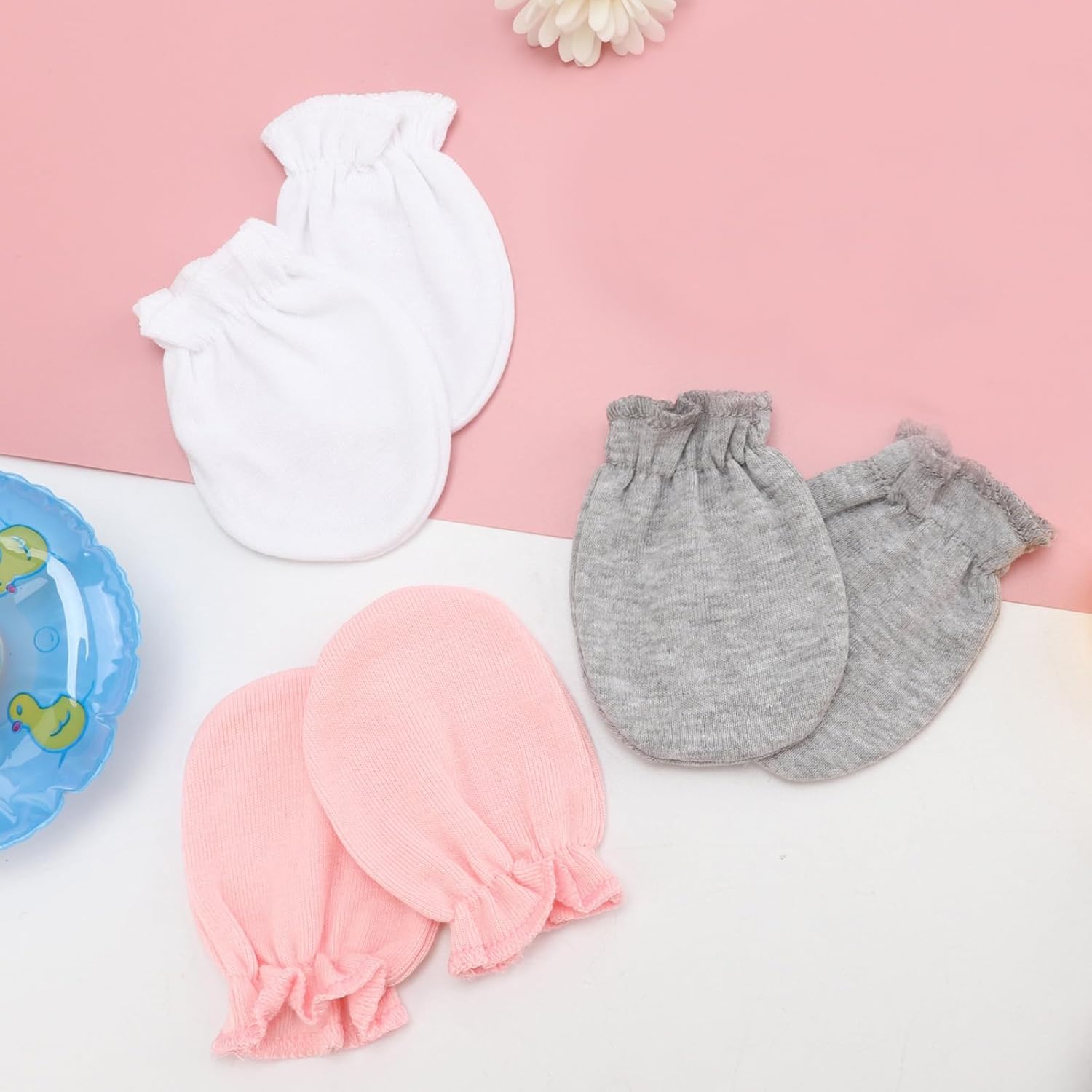 Newborn Baby Mittens No Scratch Cotton Elastic Wrist Gloves Infant Toddler Mittens for Baby Boy Girl 0-6 Months