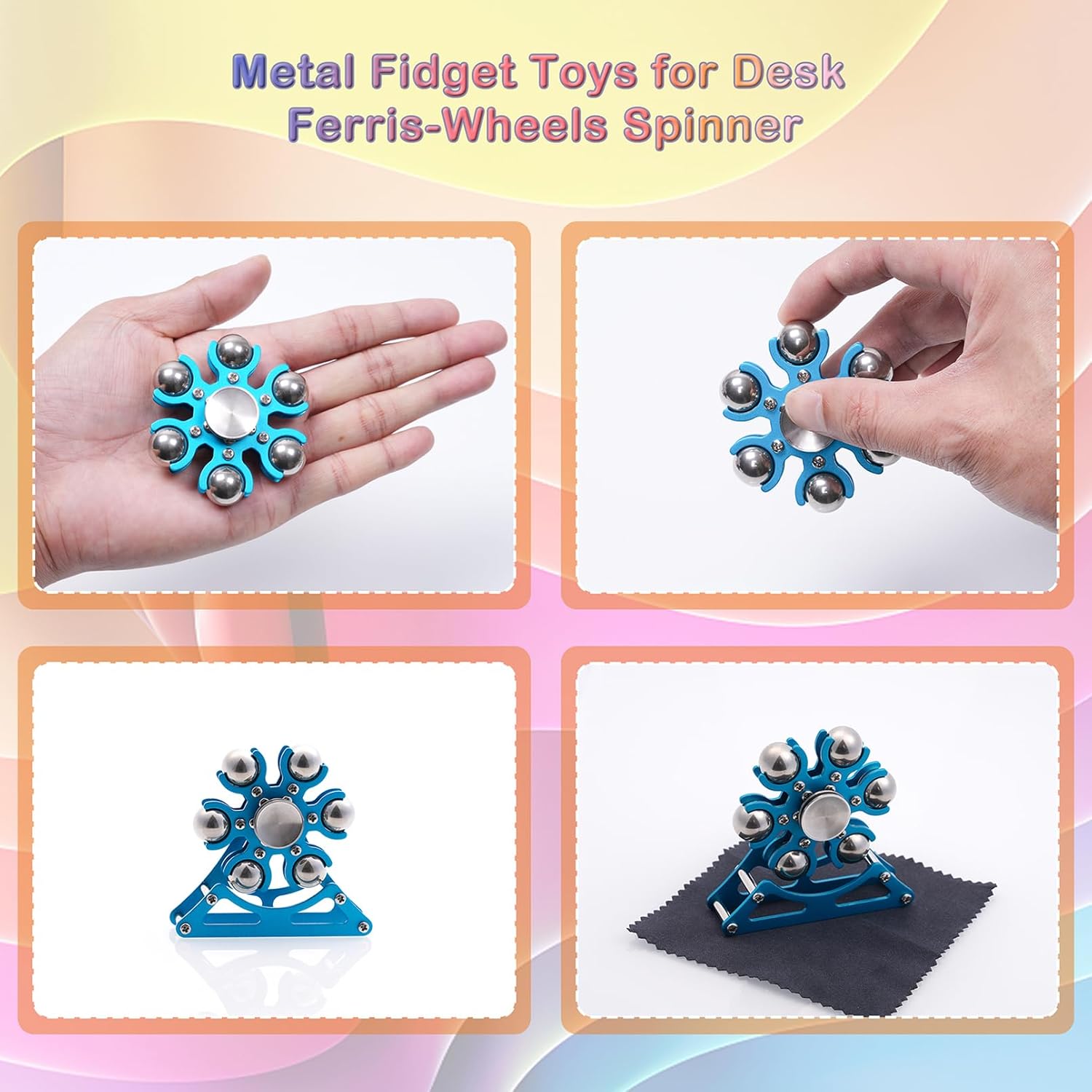 Desk-Fidget-Toys Ferris-Wheels-Spinner: Metal Kinetic-Fidget-Spinner 4mins, EDC-Toy Cool-Gadgets for School Office Christmas, ADHD Tools Gift Cool-Stuff Stress Relief Gift for Kid Children Teen Adult