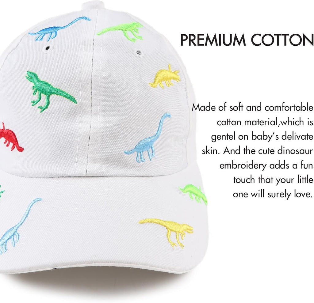 JANGANNSA Dinosaur Boys Girls Caps Embroidery Baby Baseball Caps Cotton Infant Toddler Kids Hat Spring Summer Autumn 2-6Y