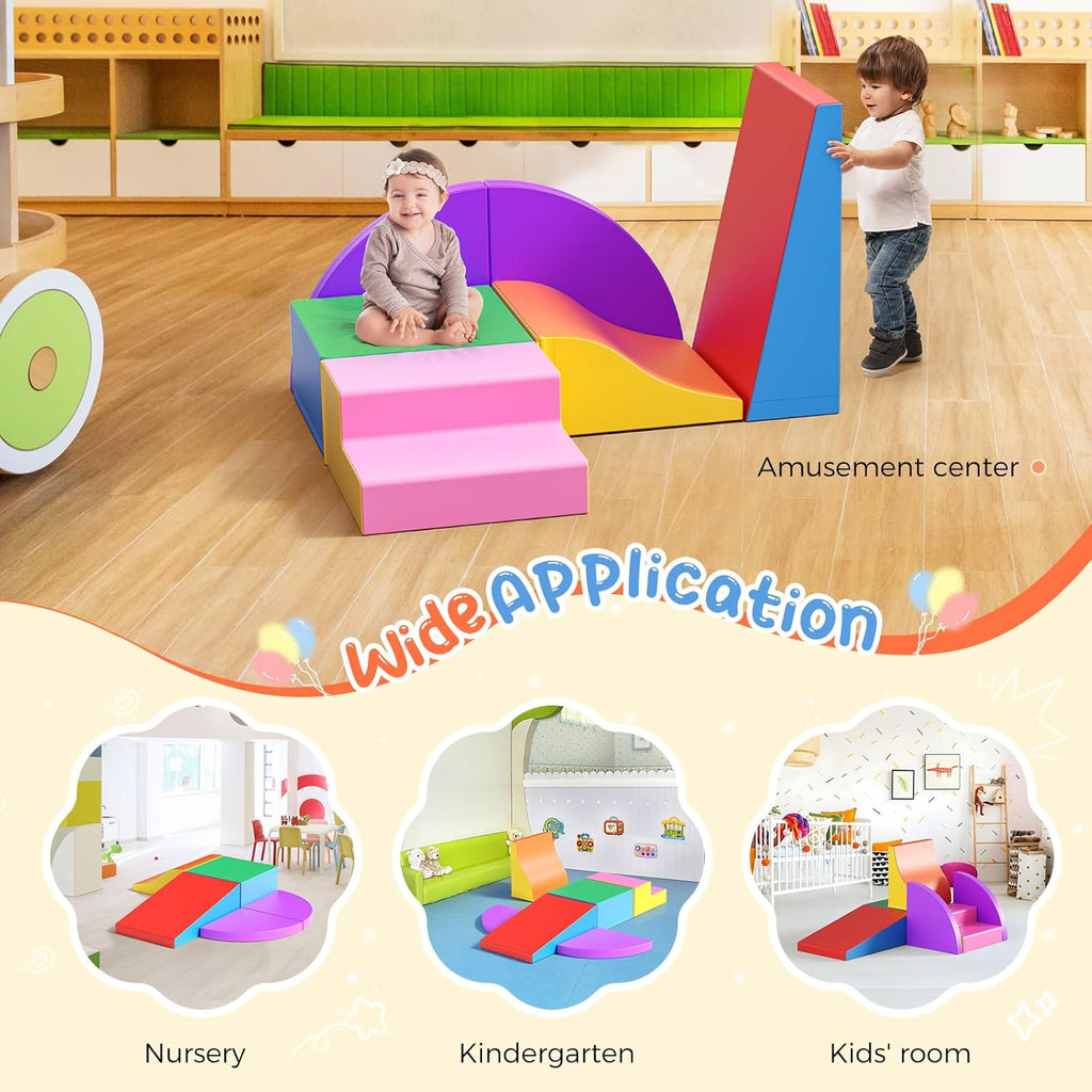 Lischwert Foam Climbing Blocks for Toddlers, Baby Climbing Blocks Soft Play Climbing for Toddlers with Foldable Block and Tunnel Indoor Climbing Toys for Toddler 1-3, 6 Pieces