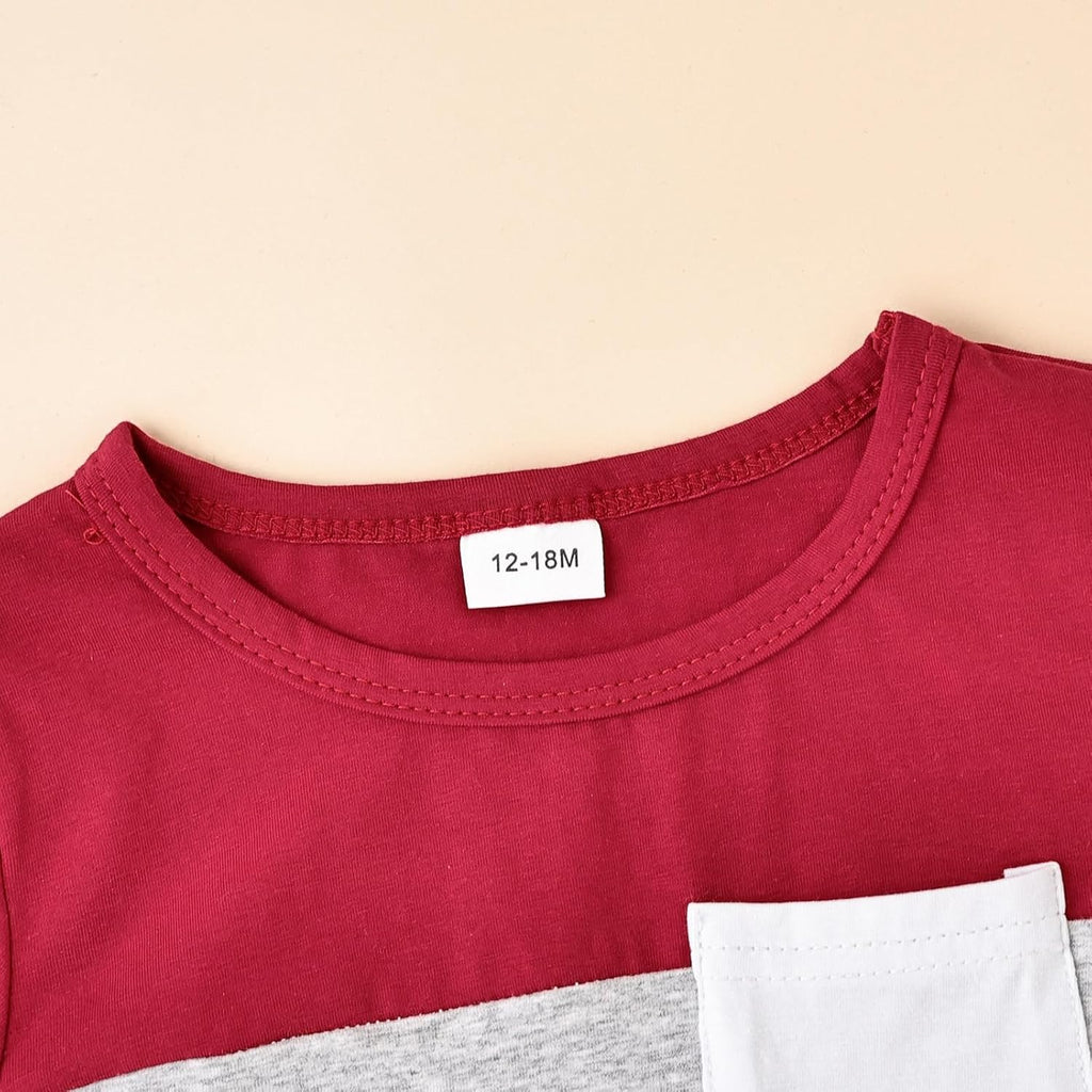 Baby Boy Clothes Toddler Boy Summer Outfits Short Sleeve Patchwork Top T-shirt & Pocket Pant Set 2 Piece 12 Months-4T