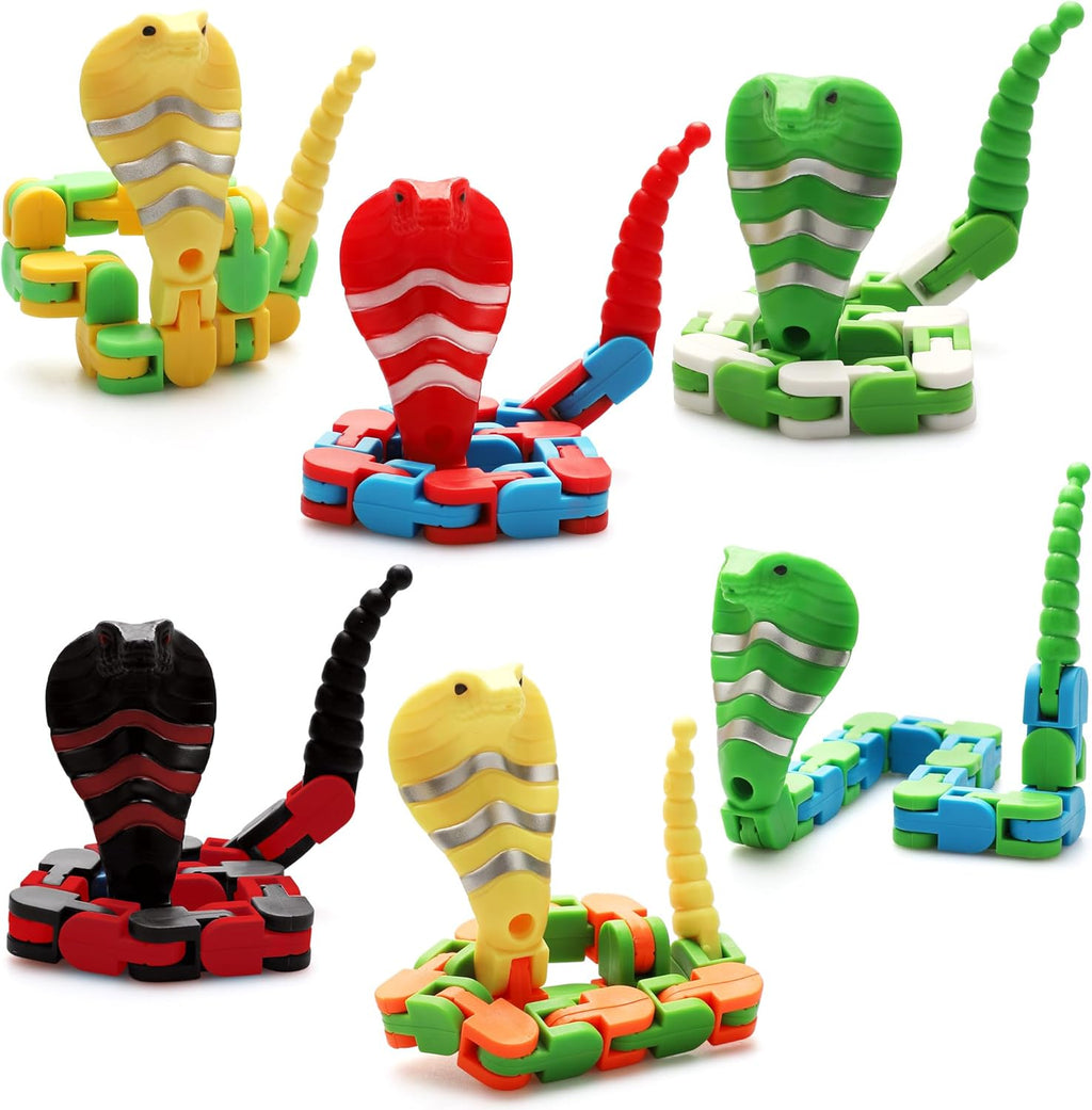 Snake Toys for Kids, Wacky Tracks Snake Fidget Toy for Toddlers, Transformable Snake Toys for Kids Party Favors, Stocking Stuffers, Easter Baskets (Snake, 6 Pack)