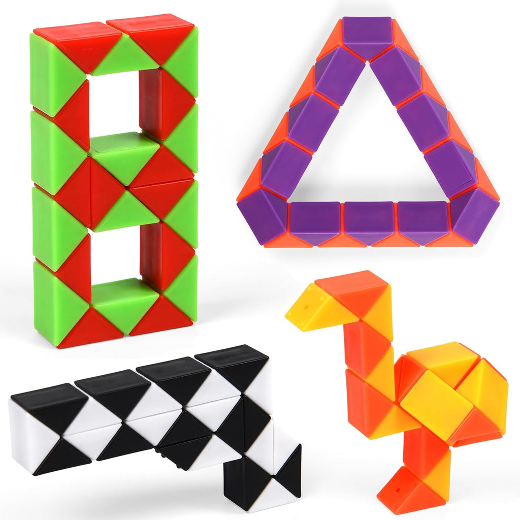 26 Pack 24 Blocks Magic Snake Cube Toy,Fidget Mini Snake Cube Puzzle Toy for Kids,Mini Plastic Puzzle Cube Toy for Kids Party Supplies,Classroom Rewards