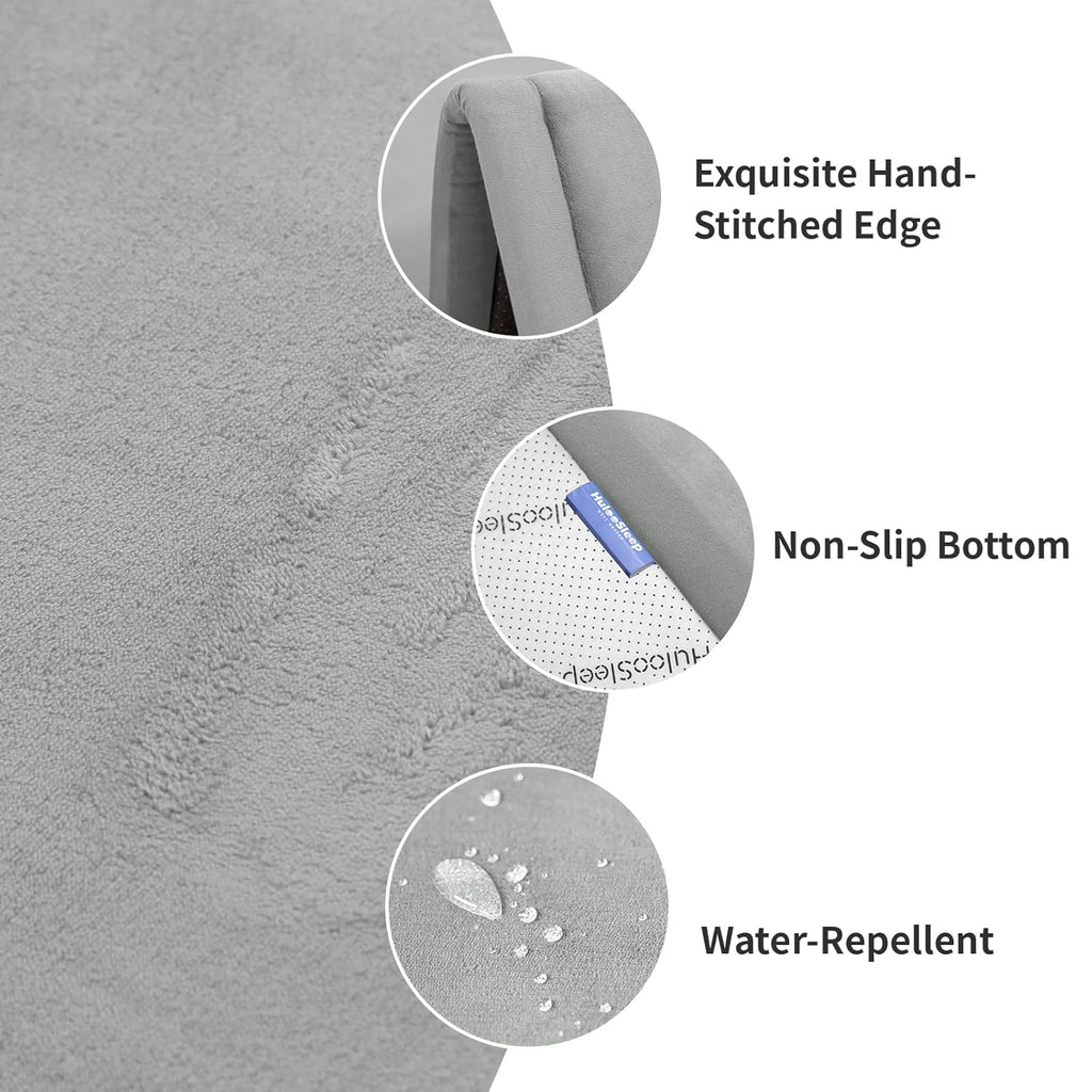 Baby Play Mat for Floor,1.3" Thick Elasti-Foam 50x50 Playpen Mat for Toddlers Infant Kids,Water-Repellent Soft Coral Velvet Tummy Time Mat,Non Slip Crawling Mat,Tatami Mat(Light Grey)