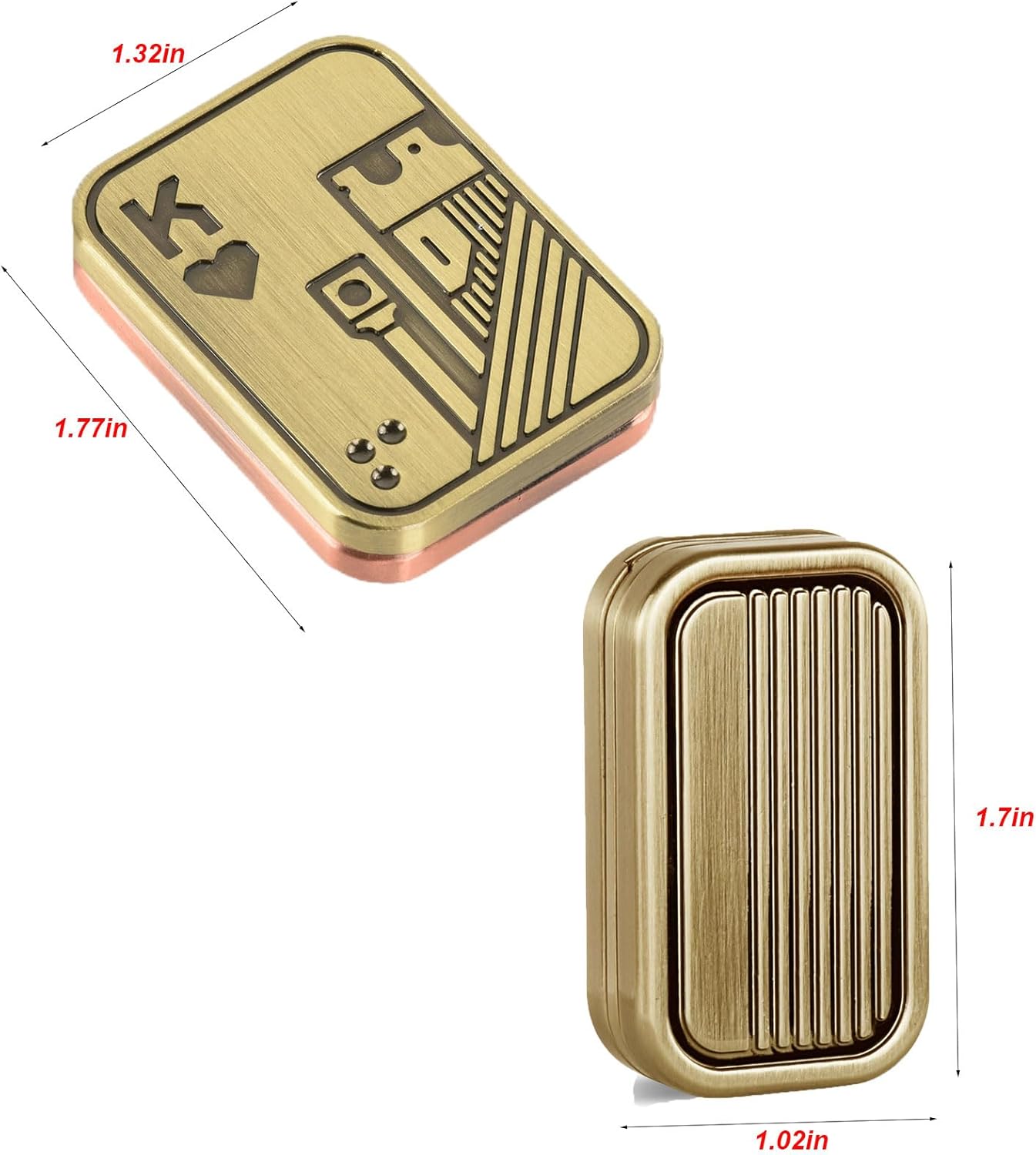 2 Pack EDC Metal Fidget Slider Toys- Stress Relief Toy Metal Slider Fidget Office Desk Toys for Adults (Poker Fidget Slider K+CP3)