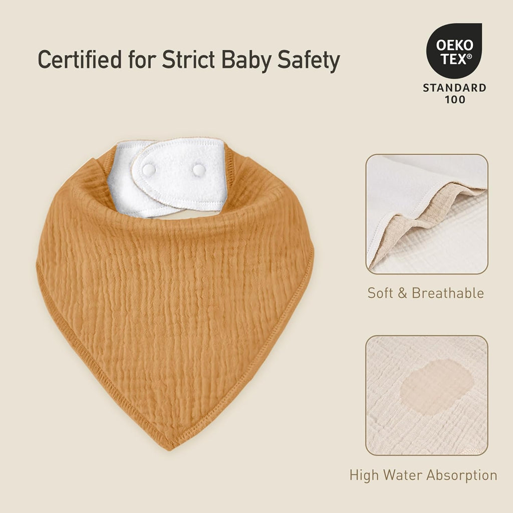 Muslin Baby Bibs 8 Pack, Baby Bandana Drool Bib for Drooling and Teething, Cotton Soft Absorbent for Girls Boys