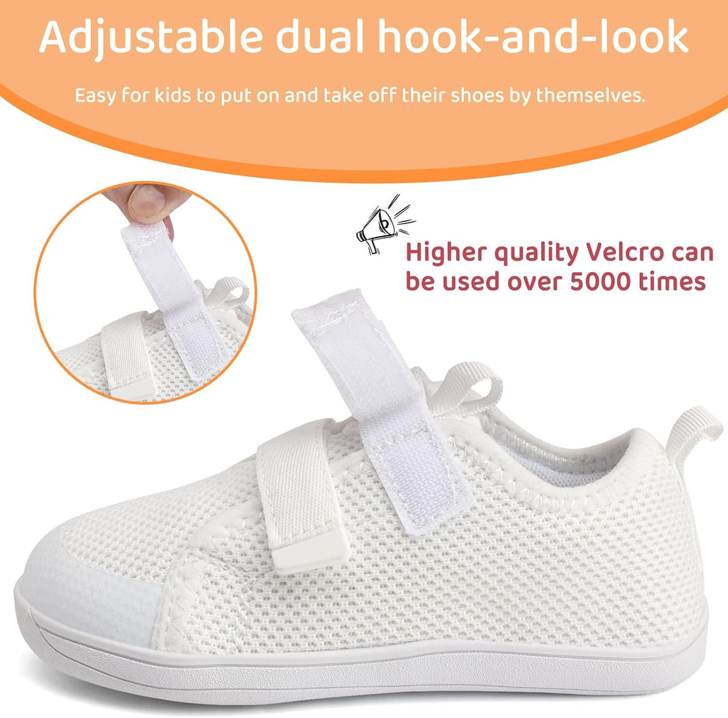 WateLves Toddler Little Kids Wide Barefoot Shoes The First Walking Shoes Girls Boys Breathable Zero Drop Minimalist Sneakers with Wide Toe Box Natural to Grow