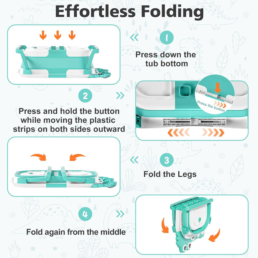 TPN Collapsible Baby Bathtub, Baby Bath Tub with Soft Cushion & Real-Time Thermometer, Baby Bathtub Infant to Toddler Tub (0-36 Months), Portable Newborn Travel Bath tub