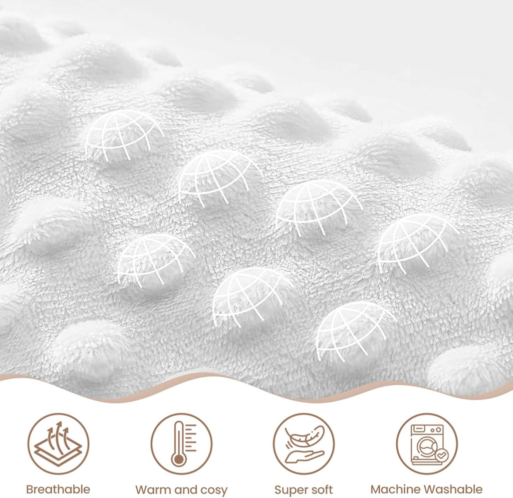 Checkered Minky Baby Blanket 30 x 40 Inches for Boys Girls, Soft Plush Receiving Blanket with Dotted Back, Gift for Toddler Newborn Infant Christmas Birthday Baby Shower