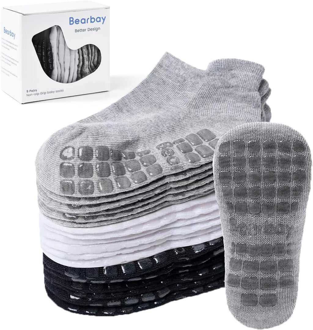 Baby Non Slip Ankle Socks with Grippers for 0 Months-7 Years Old Walking Socks