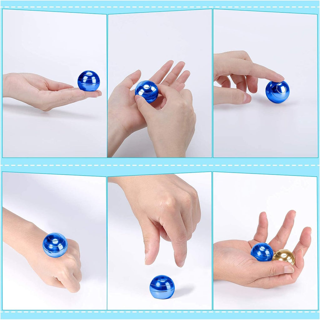 Desktop Ball Transfer Gyro Aluminum Alloy Kinetic Desk Toy Stress Relief Office Executive Gadgets Metal Ball Full Disassembly Rotary Decompression Toy(Blue, S 38mm Ball)