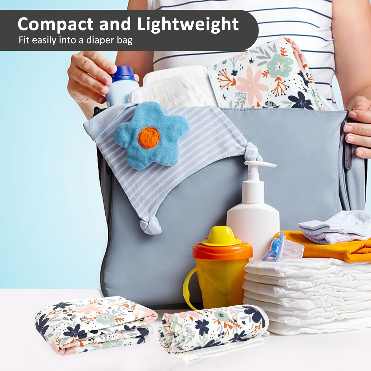 Baby Diaper Changing Pad, 21 5/8" x 31.5" Waterproof Changing Pad Liners - Reusable Soft and Absorbent Portable Changing Mat(Floral1PCS)