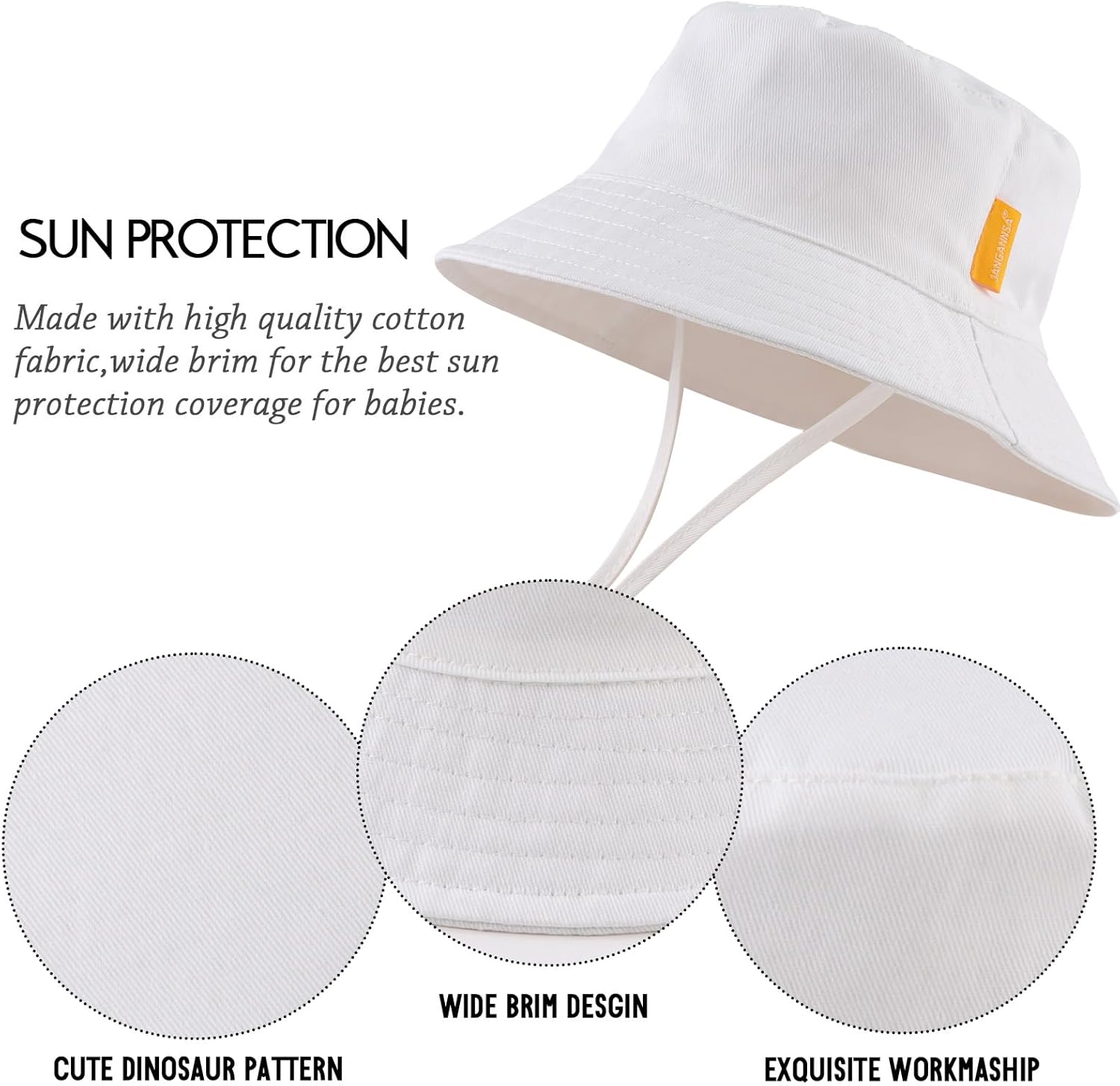 JANGANNSA Cotton Baby Sun Hat Infant Toddler Boys Girls Bucket Hats Summer Sun Protection Kids Beach Caps