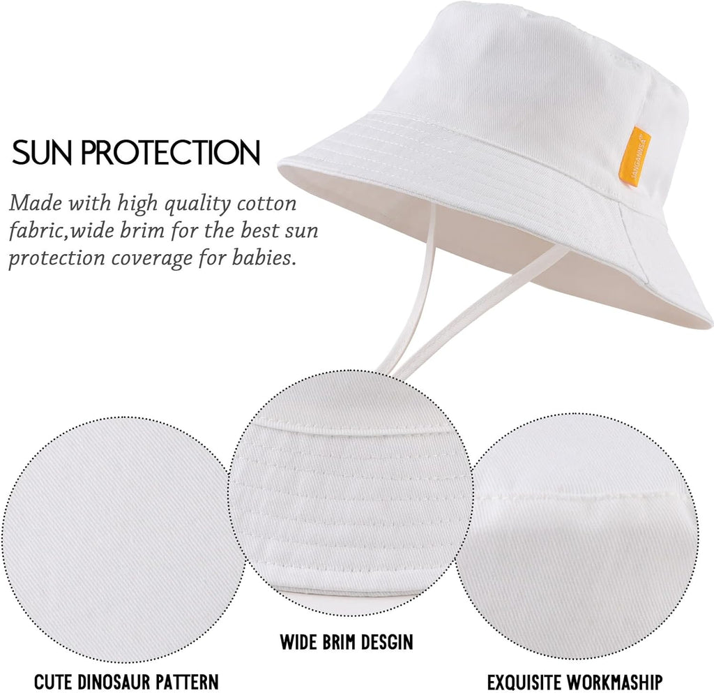 JANGANNSA Cotton Baby Sun Hat Infant Toddler Boys Girls Bucket Hats Summer Sun Protection Kids Beach Caps