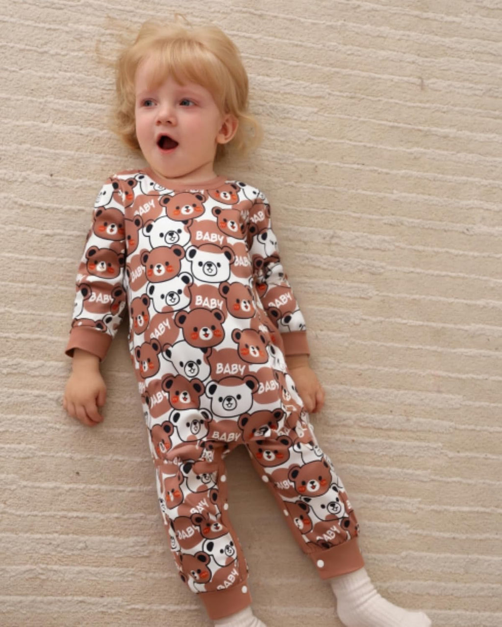 NZRVAWS Baby Boy Clothes Preemie Infant Boy Bear Outfits Jumpsuit Bodysuit Letter Print Romper