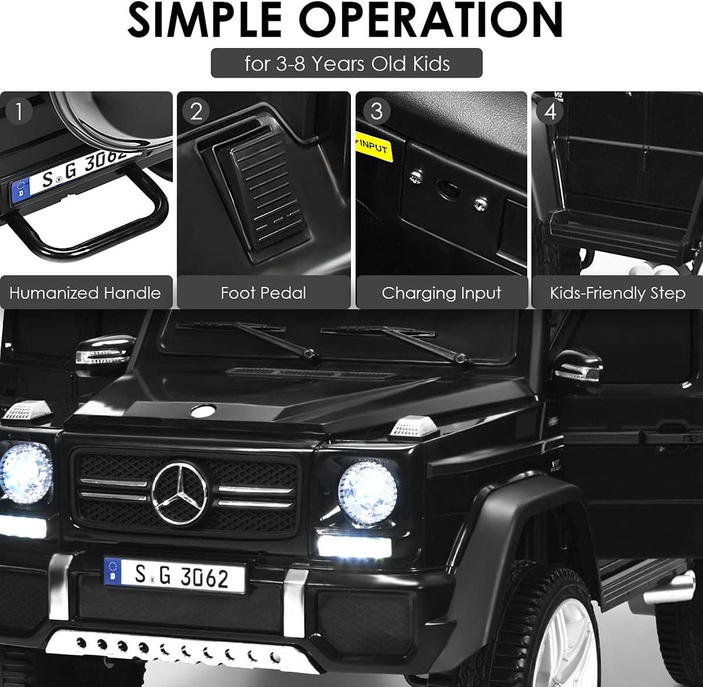 Costzon Ride on Car, Licensed Mercedes-Benz Maybach, 12V Battery Powered Vehicle Toy w/ 2 Motors, Remote Control, 3 Speeds, Lights, Horn, Music, Aux, Storage, Truck, Electric Car for Kids (Black)