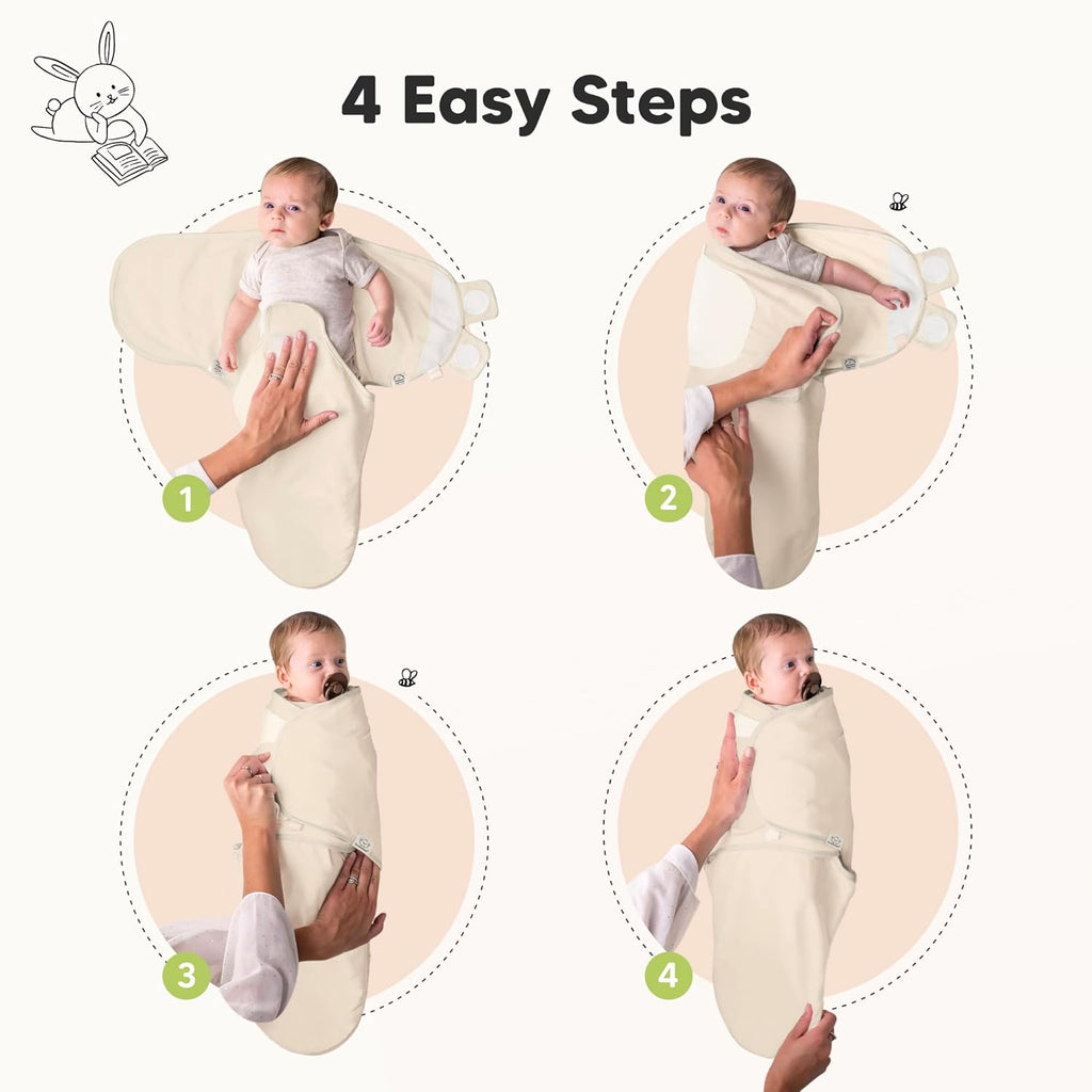 3-Pack Organic Baby Swaddle Sleep Sacks - Swaddles for Newborns, Infant 0-3 Months, Baby Girls, Boys, Soft & Snug Newborn Sleep Sack, Nursery Swaddling Blankets (Bumble Bear)