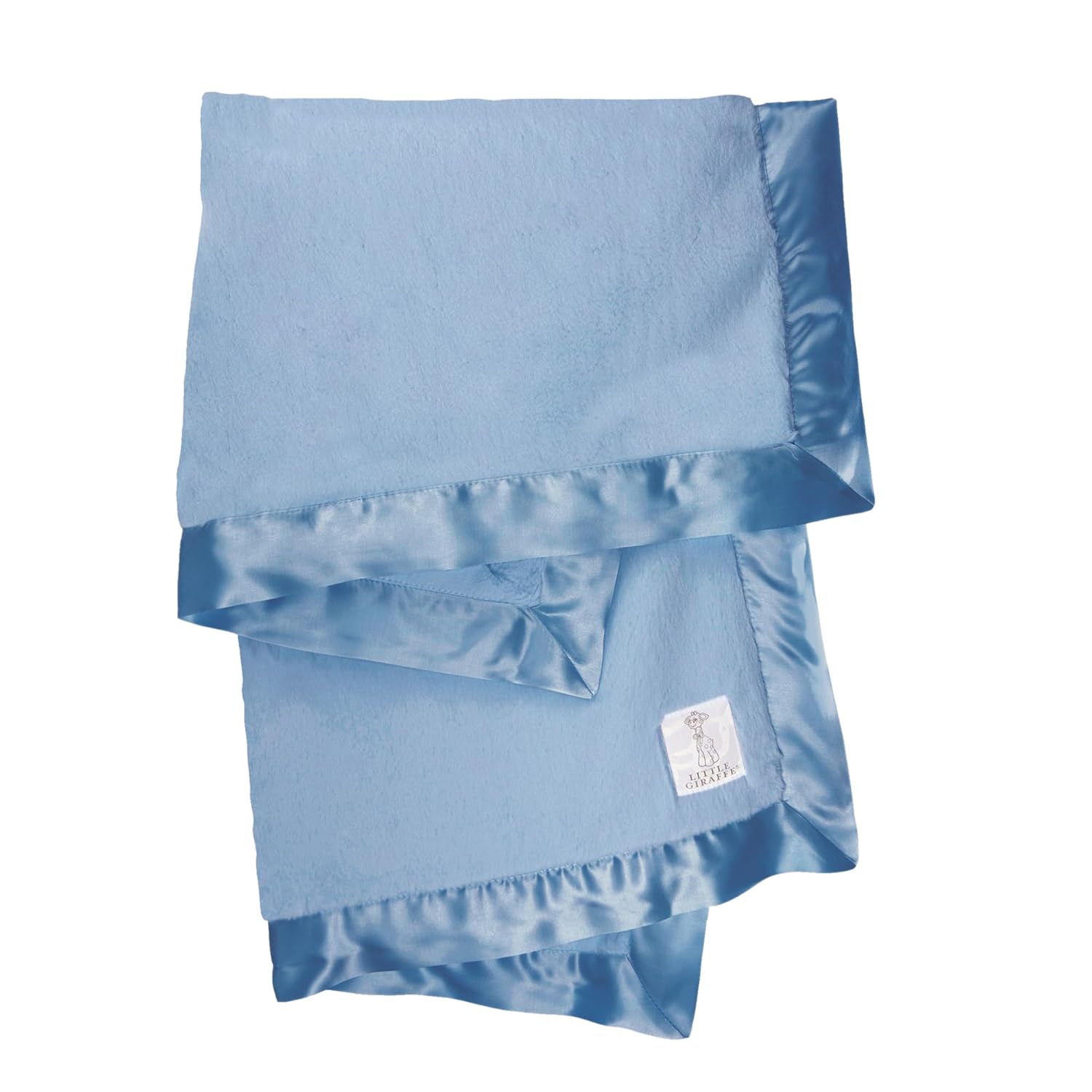 Little Giraffe Baby Blanket - Luxe Soft Blanket with Satin Trim - Baby Stroller Blanket - Newborn Baby Essentials & Baby Gifts - 29x35" - Cornflower