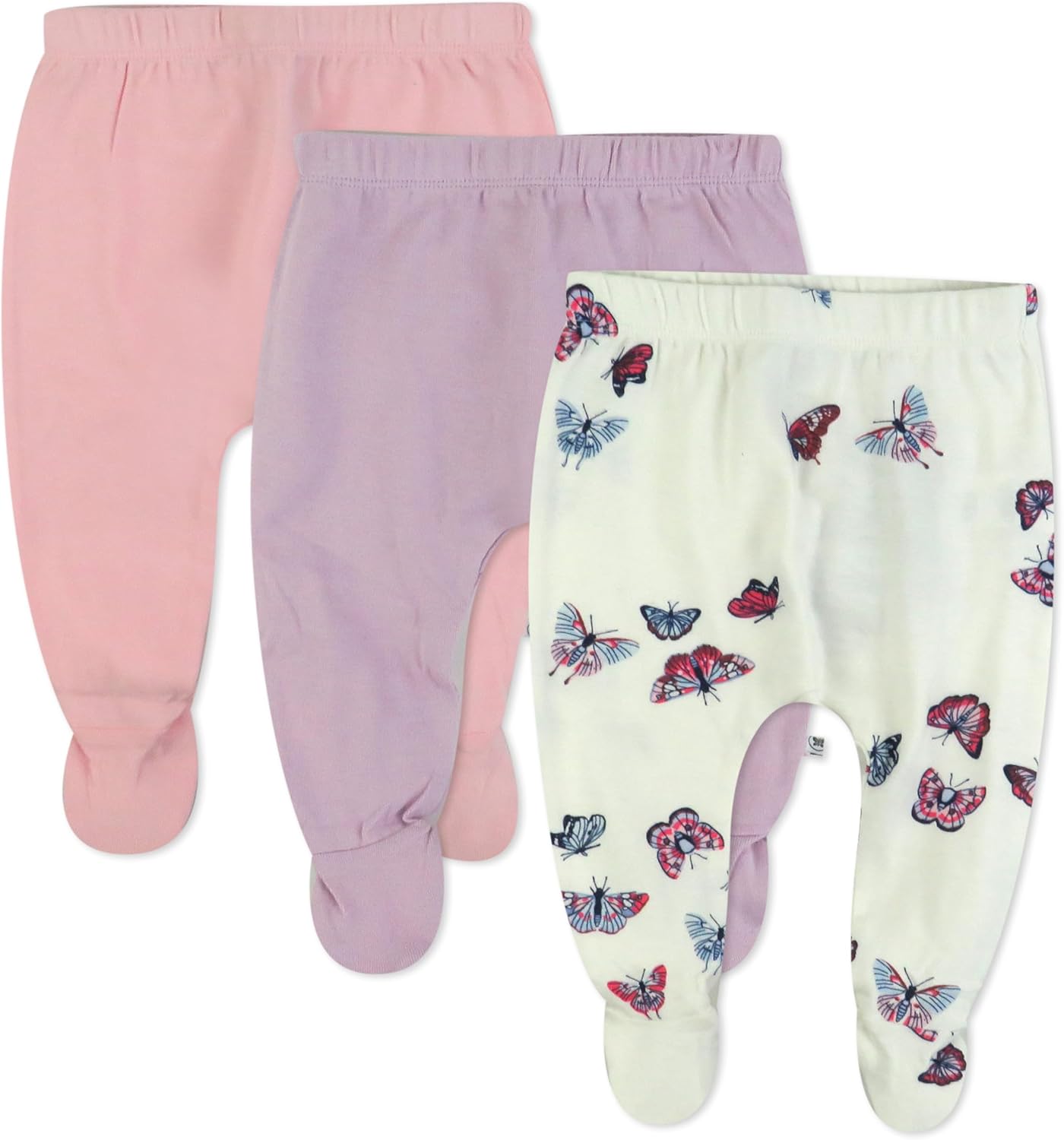 HonestBaby 3-pack Footed Pants Roomy Fit Pull on Bottoms 100% Organic Cotton for Infant Baby Boys, Girls, Unisex