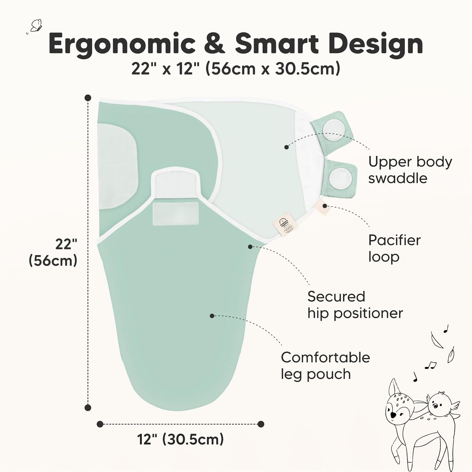 3-Pack Organic Baby Swaddle Sleep Sacks - Swaddles for Newborns, Infant 0-3 Months, Baby Girls, Boys, Soft & Snug Newborn Sleep Sack, Nursery Swaddling Blankets (Sage)