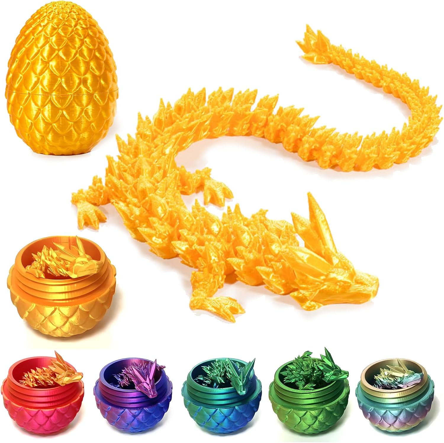 3D Printed Dragon Egg,Mystery Crystal Dragon Fidget Toys,Articulated Dragon,Home Desk Decor Easter Surprise Dinosaur Eggs,Adults Fidget Toys for Autism/ADHD