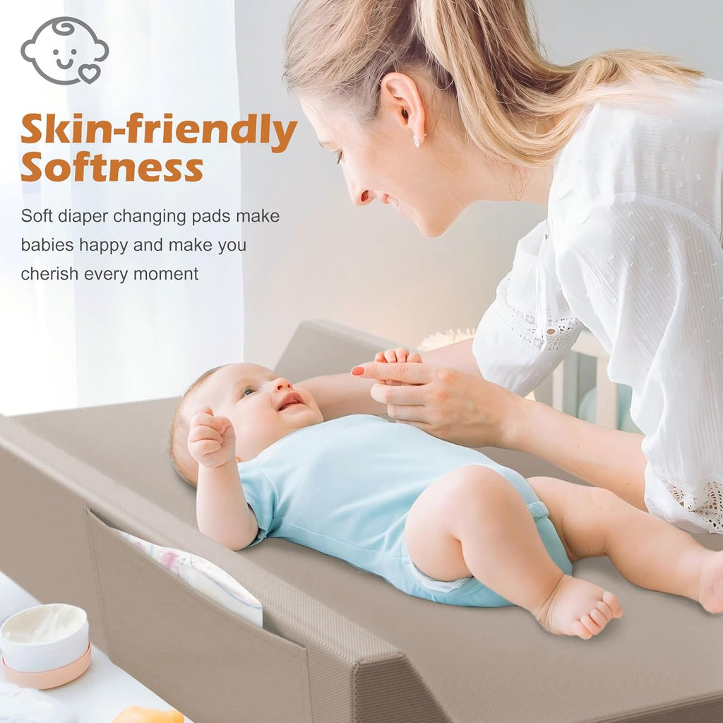 Vegan Leather Baby Changing Pad, Waterproof & Wipeable Soft Diaper Changing Mat 32“ x 16.6" Comfortable Infant Changing Station for Dresser & Table