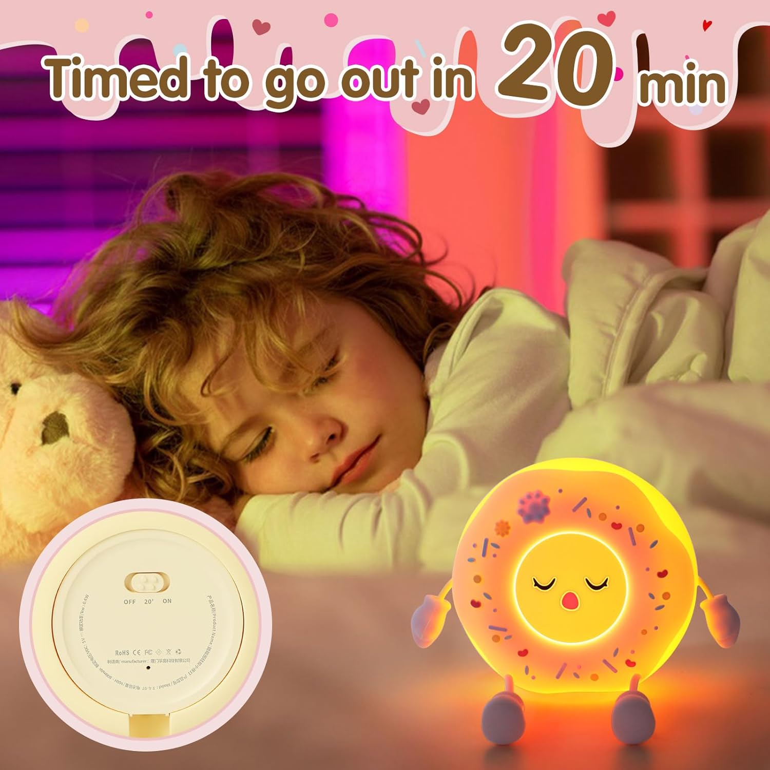 QANYI Donut Lover Light,Rechargeable Novelty Donut Lamp with Soft Touch Control and Sweet Funny Shape for Desk Decor, Birthday,Christmas,Valentine's Day Aesthetic Gifts for Girls Teens Teenages Women