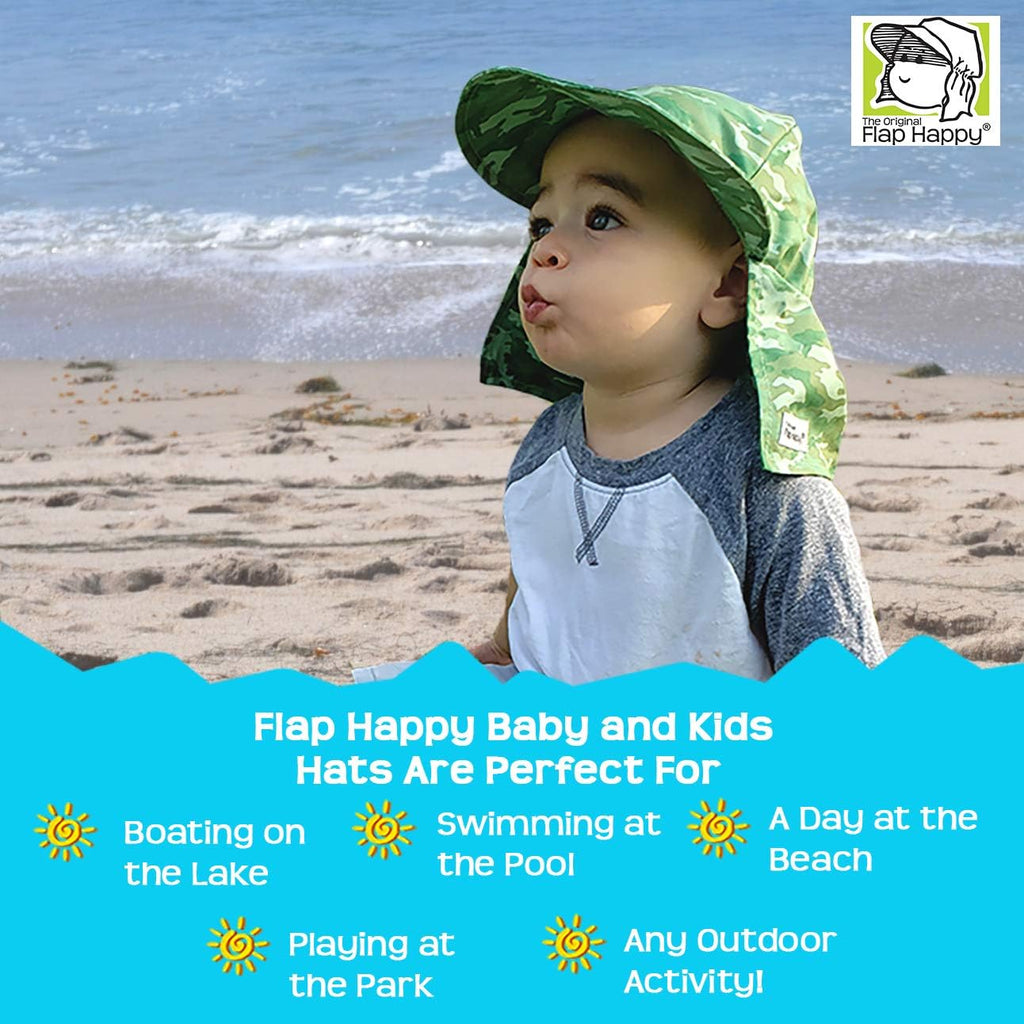 Baby Sun Hat | Toddler Hat with Flap to Protect Kids from Sunburn| UPF 50+ Highest Certified UV Sun Protection | Navy, Medium