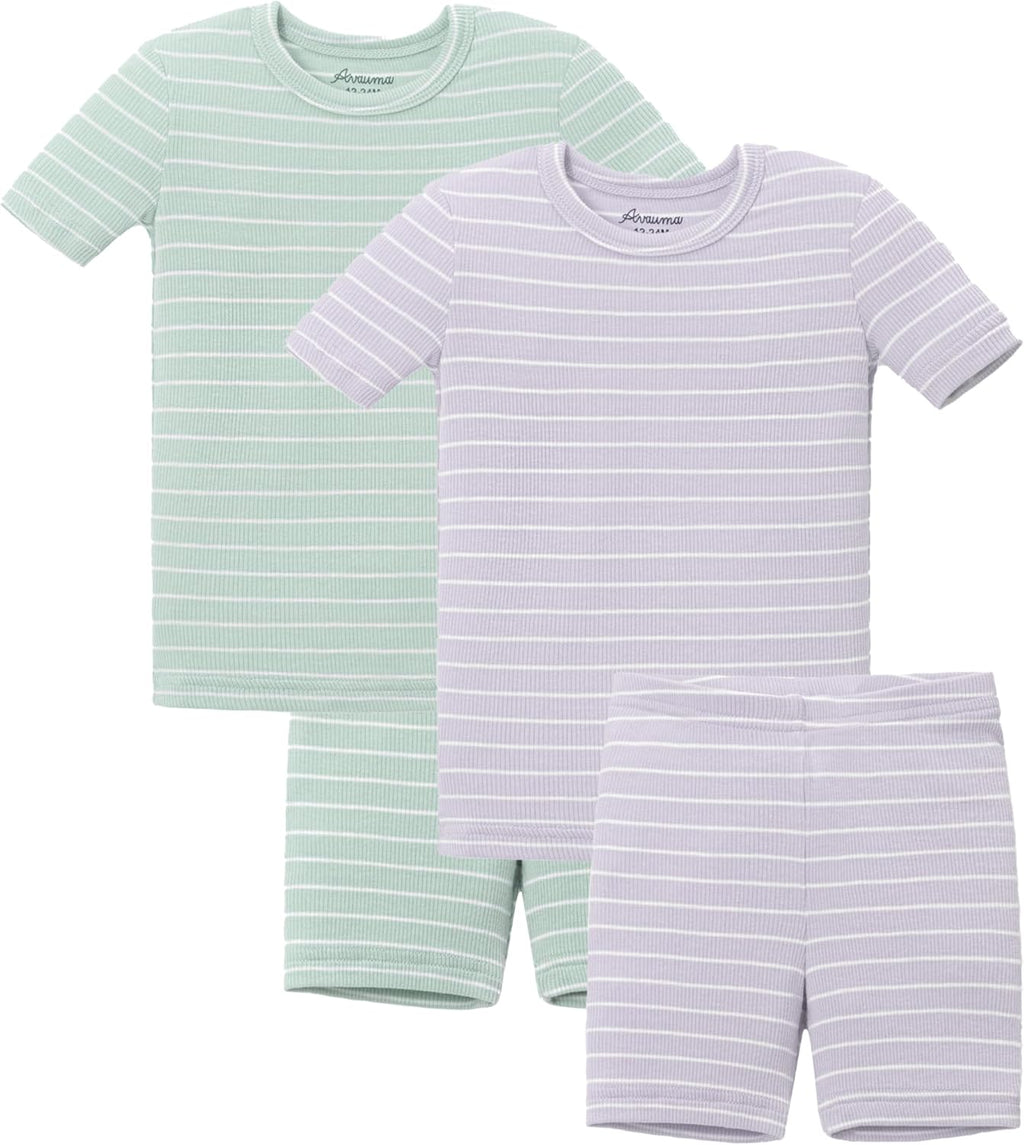 AVAUMA Stripe Pattern Baby Boys Girls Pajama Set Kids Toddler Snug fit Ribbed Sleepwear pjs for Daily Life Style