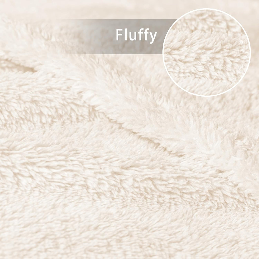 Exclusivo Mezcla Twin Size Flannel Fleece Blanket, Super Soft Velvet Plush Bed Blanket, Fuzzy Cozy and Warm for All Seasons, 60x80 Inches, Ivory