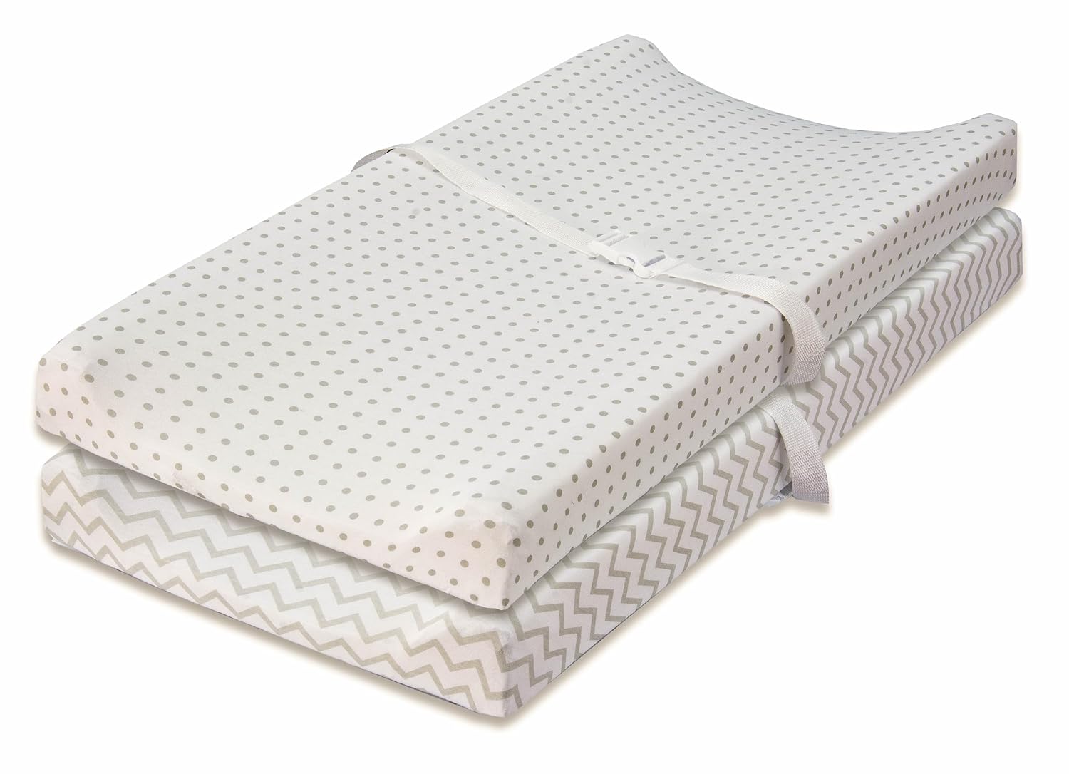 Changing Pad Cover 2 Pack - Baby Changing Pad Cover with 100% Jersey Cotton - Changing Pad Covers for Girls and Boys, Newborn Essentials (Grey Chevron and Polka Dots)