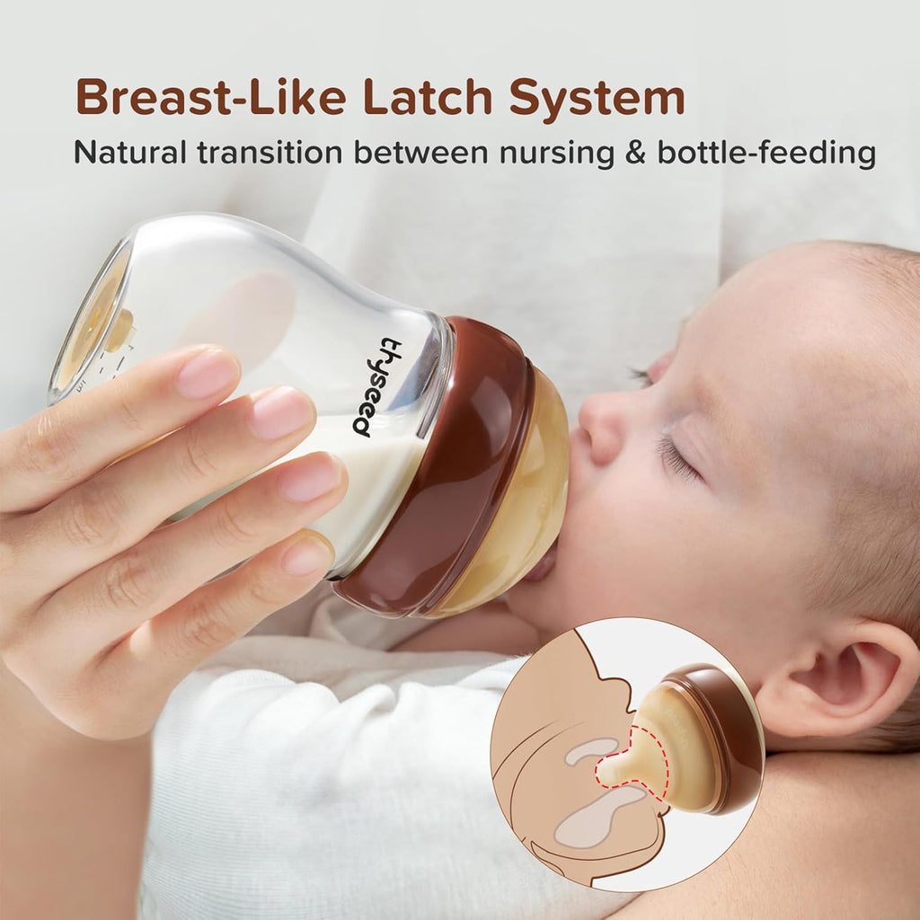 Glass Natural Anti-Colic Baby Bottles | Newborn Breast Like Nursing Bottle for Breastfed Babies with Nipple(1-2 Months),5oz,1pack