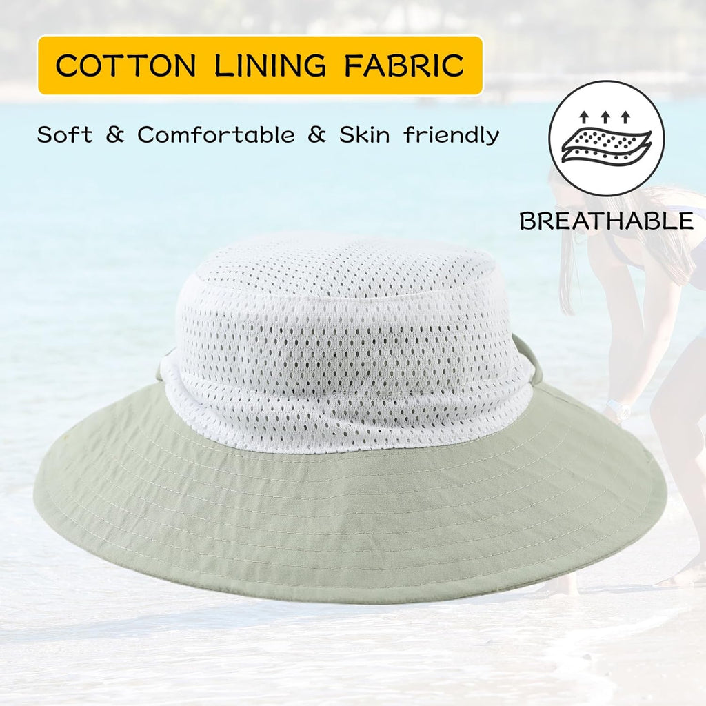 Peecabe Summer Baby Sun Hat for Boys Girls UPF 50+ Wide Brim Toddle Bucket Hat Adjustable Baby Beach Cap 0-8 Years