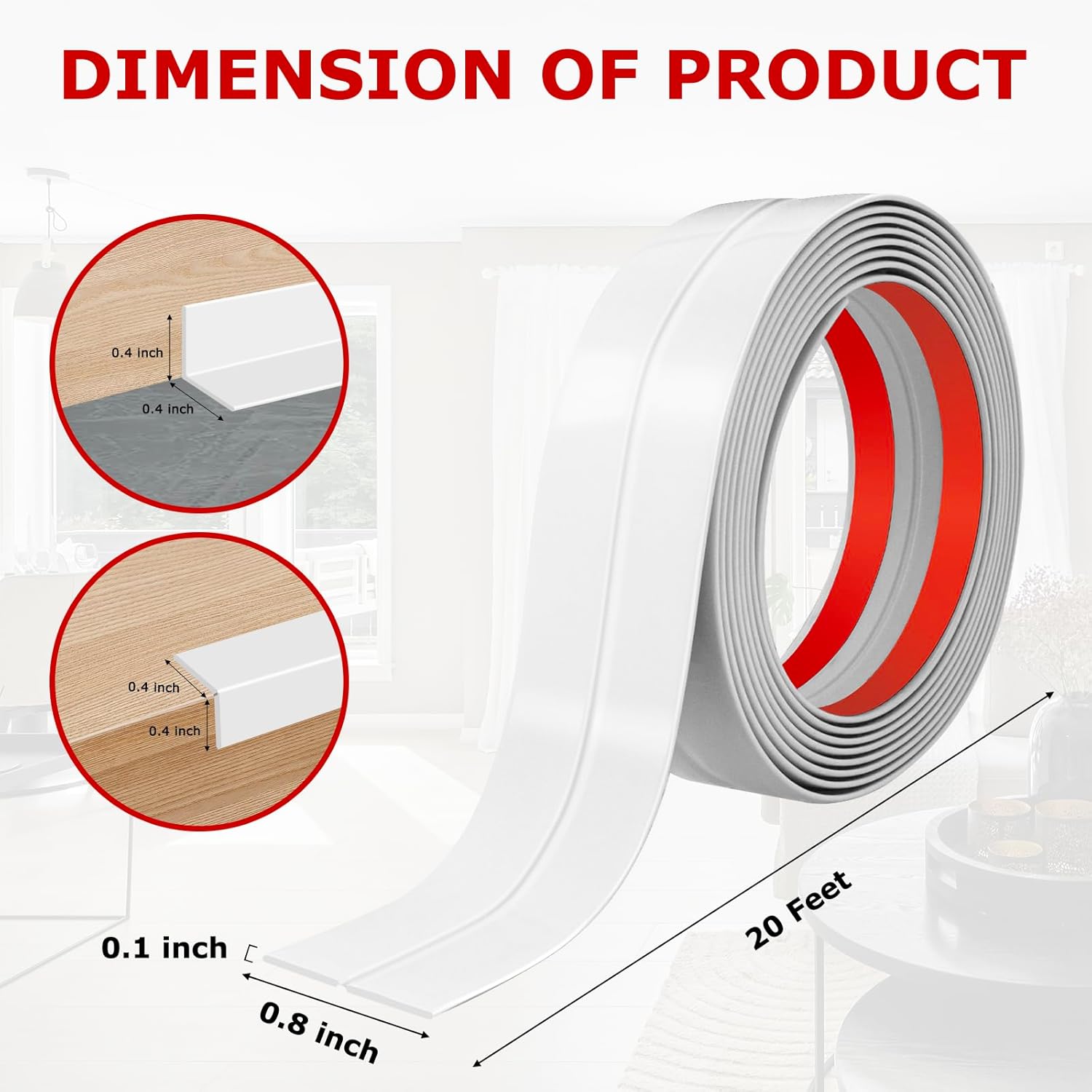 Flexible Wall Corner Protector Moulding Trim Peel and Stick Wall Corner Guards Edge Protector Self Adhesive Molding Trim Strip for Edge Ceiling (White, 0.8 in x 20 Ft)