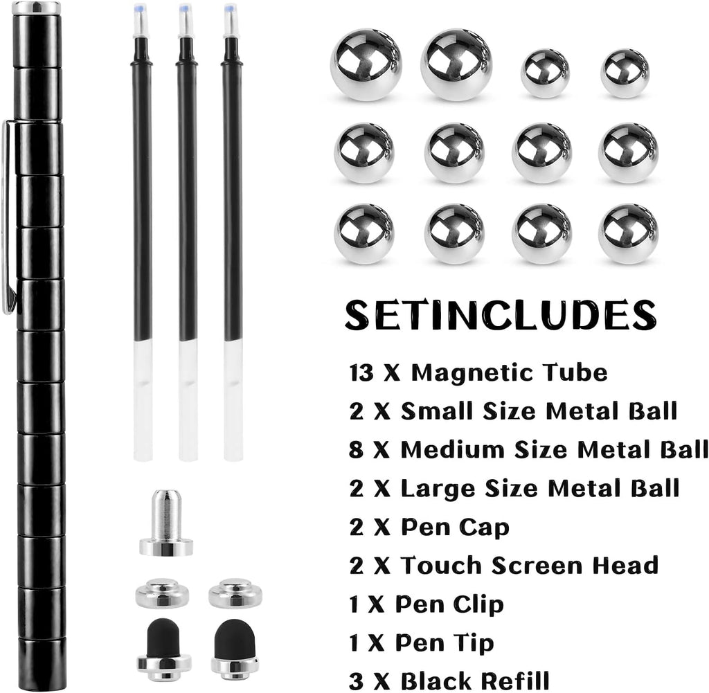 Black Fidget Pen Toy, Sensory Tool EDC Fidgeting Game for Adults, Cool Gadget Best for Stress and Anxiety Relief and Kill Time,Novelty Gifts for Teen and Adults