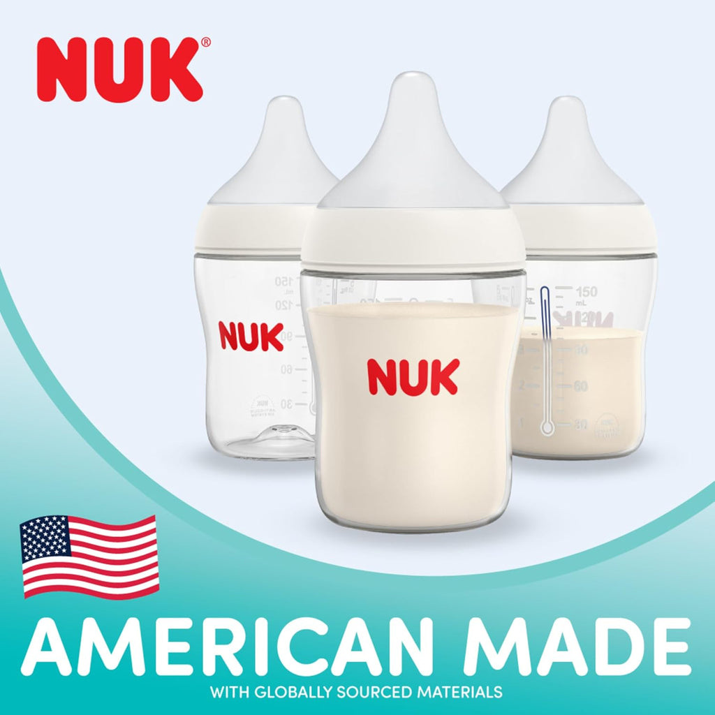 NUK Perfect Match 2-in-1 Natural and Anti-Colic Bottle with Slow Flow, Wide, Adaptable Nipple, 5oz., 2 Pack